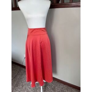 HM Coral Pink High Waisted Satin A-Line Midi Skirt Size 4 1052639 5